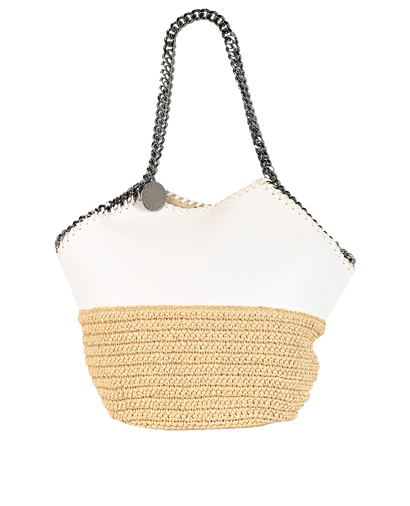 Medium Falabella Tote, &pound;395, Handbags, Beige/White, Faux Leather/Raffia, Front view